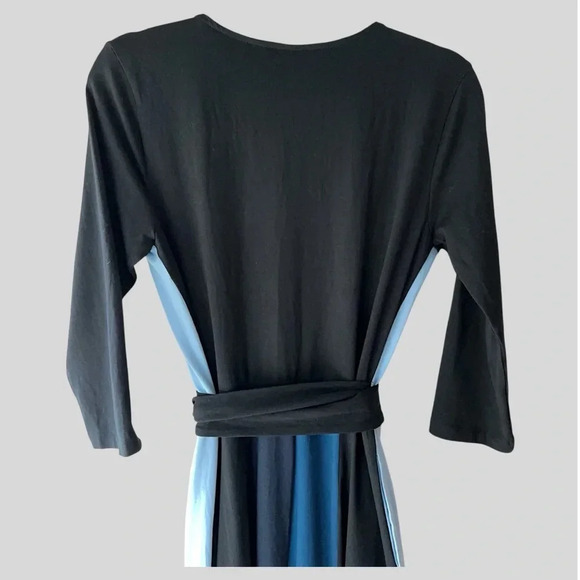 ESHAKTI NWOT COLORBLOCK STRIPE COTTON JERSEY WRAP DRESS | SIZE: EXTRA SMALL - Picture 7 of 12